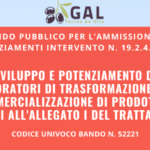 Infografica Bando Sviluppo e Potenziamento di Laboratori di Trasformazione e di Commercializzazione di Prodotti di cui all’allegato I del Trattato